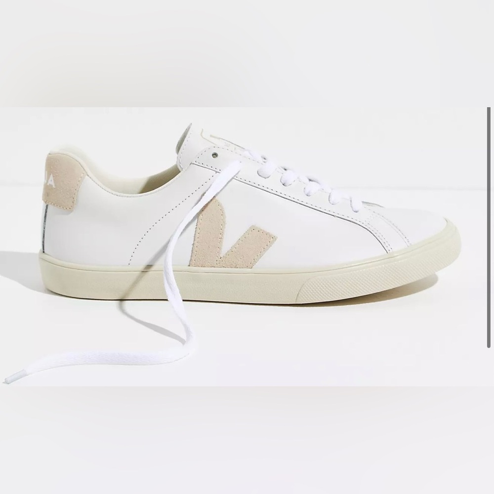Veja Women’s White Sneakers with Beige Suede V Logo